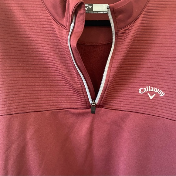 Callaway XL 1/4 Zip Pullover Sweater Men Maroon Golf Shirt - Picture 9 of 13